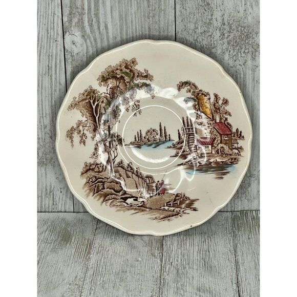 Vintage Johnson Brothers Staffordshire The Old Mill Tea Cup and Saucer Set - Picture 6 of 11